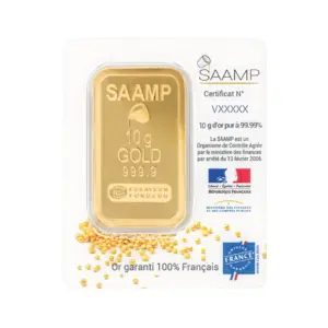 SUR COMMANDE - Lingotin Or - 10 grammes - 999.9 - Neuf sous blister