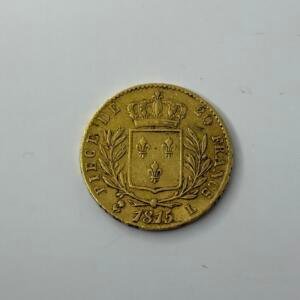 RARE 20 Francs Louis XVIII - Buste habillé - 1815 L - Différent Rose debout! - Or - 6.43g