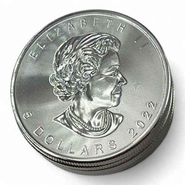 Lot de 5 monnaies - 1 oz / Once - Maple Leaf (31.1 grammes) en Argent 999.9 - 5 dollars 2012 - Canada