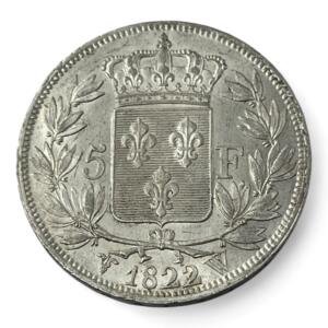 5 Francs Louis XVIII - 1822 W - Lille - Argent - Splendide - qualité, splendid, superbe, splendide, FDC, MS, Louis, silver, french coins - numismatique - numismatic, royal, charles, silber