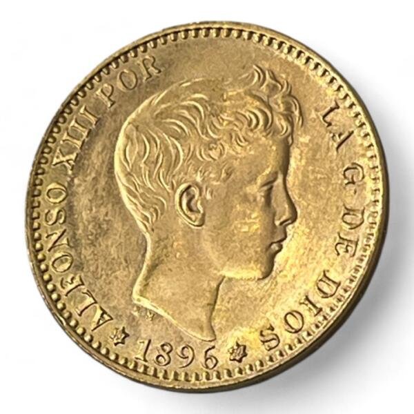 20 Pesetas - Espagne - Alphonse XIII - Toupet -1896 - Or - Rare - Splendide - spain - oro -investissement - gold - coins - numismatique - numismatic - gold coin - splendide