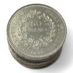 Lot de 10 monnaies de 50 Francs Hercule - 30g - Argent 900/1000 - investissement - gold - french coins - patrimoine - inflation - lot monnaies - rare - ecus - numismatique - numismatic - gold coin - splendide - invest - silver - argent - lingot - lingotin - geld - silber - once - oz