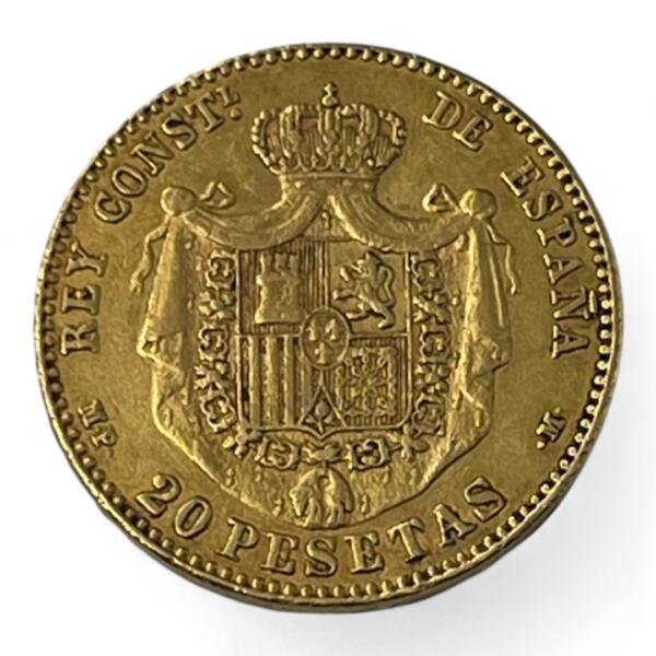 20 Pesetas - Espagne - Alphonse XIII - Cheveux courts - 1889 - Or - oro - spain - investissement - gold - french coins - numismatique - numismatic - gold coin - splendide
