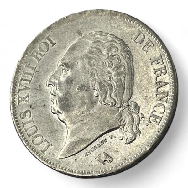 5 Francs Louis XVIII - 1821 W - Lille - Argent - qualité, splendid, superbe, splendide, FDC, MS, Louis, silver, french coins - numismatique - numismatic, royal, charles, silber