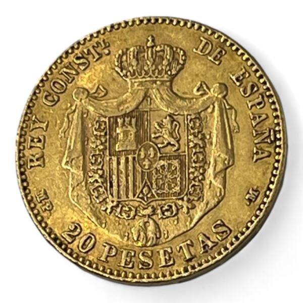 20 Pesetas - Espagne - Alphonse XIII - Toupet -1896 - Or - Rare - Splendide - spain - oro -investissement - gold - coins - numismatique - numismatic - gold coin - splendide