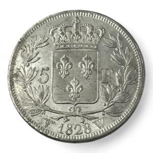 5 Francs Charles X - 1828 W - Lille - Argent - Splendide! - qualité, splendid, superbe, splendide, FDC, MS, Charles, Charles X, silver, french coins - numismatique - numismatic, royal, charles, silber