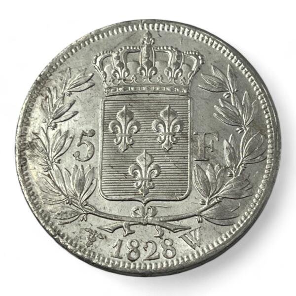 5 Francs Charles X - 1828 W - Lille - Argent - Splendide! - qualité, splendid, superbe, splendide, FDC, MS, Charles, Charles X, silver, french coins - numismatique - numismatic, royal, charles, silber