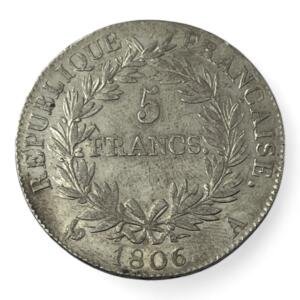 5 Francs Napoleon Empereur - 1806 A - Paris - Argent - Superbe! - - côte - rare - consul - bonaparte - silver - empire - french coins - collection - numismatique - numismatic - investment - gold - investissement - louis d'or - patrimoine