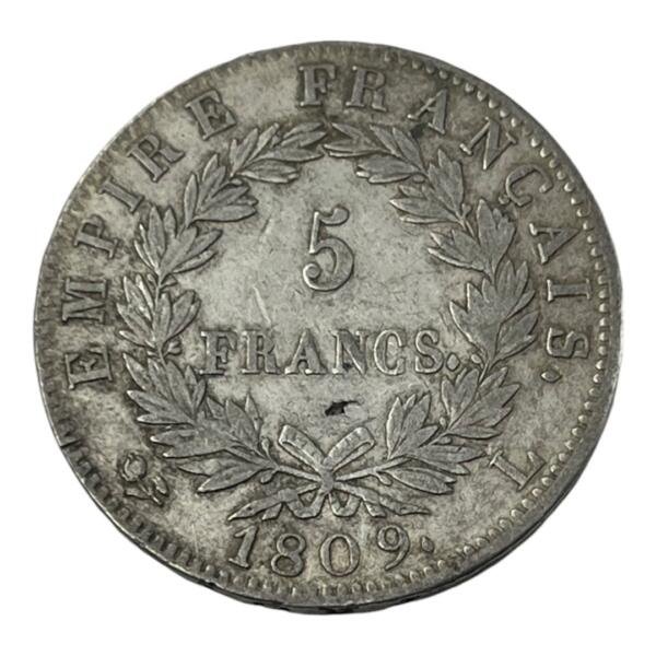 5 Francs Napoleon - Empire - 1809 L - Bayonne - Argent - silver - bonaparte - empereur - consul