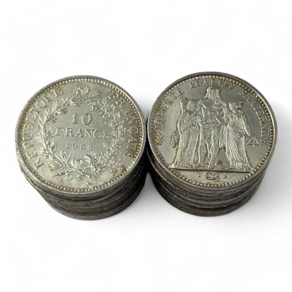 Lot de 20 monnaies de 10 Francs Hercule - 25g - Argent 900/1000 - investissement - gold - french coins - patrimoine - inflation - lot monnaies - rare - ecus - numismatique - numismatic - gold coin - splendide - invest - silver - argent - lingot - lingotin - geld - silber - once - oz