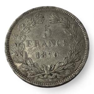 5 Francs Cérès - Sans légende - Ancre - Ecu - 1870 K - Bordeaux - Argent