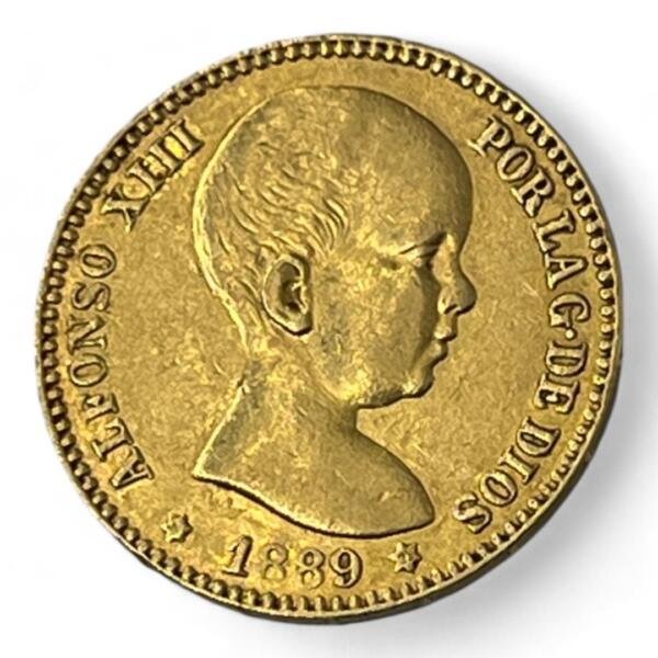 20 Pesetas - Espagne - Alphonse XIII - Cheveux courts - 1889 - Or - oro - spain - investissement - gold - french coins - numismatique - numismatic - gold coin - splendide