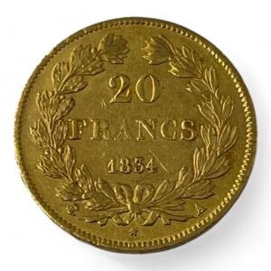 20 Francs Louis-Philippe 1er - Tête laurée - 1834 A - Paris - Or