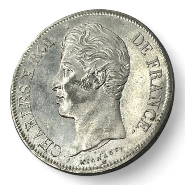 5 Francs Charles X - 1827 W - Lille - Argent - Splendide! - qualité, splendid, superbe, splendide, FDC, MS, Charles, Charles X, silver, french coins - numismatique - numismatic, royal, charles, silber