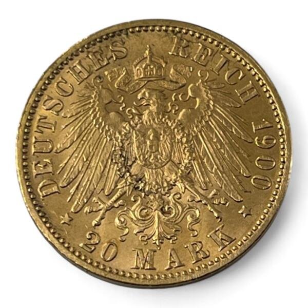 20 Mark - Otto - Baviere - 1900 D - Munich - Or - qualité, splendid, superbe, splendide, FDC, MS, german coins - numismatique - numismatic, royal, geld, silber - otto - guillaume - deutches reich - bayern - wuerttemberg - wilhelm - edvard - eduard - rare - cobourg gotha - saxe