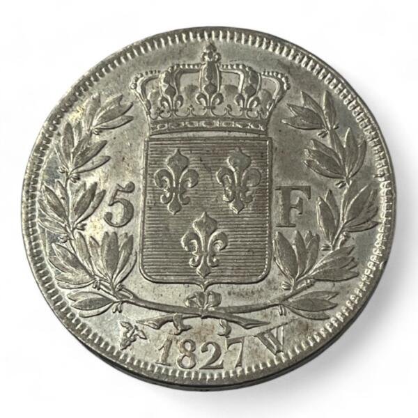 5 Francs Charles X - 1827 W - Lille - Argent - qualité, splendid, superbe, splendide, FDC, MS, Charles, Charles X, silver, french coins - numismatique - numismatic, royal, charles, silber