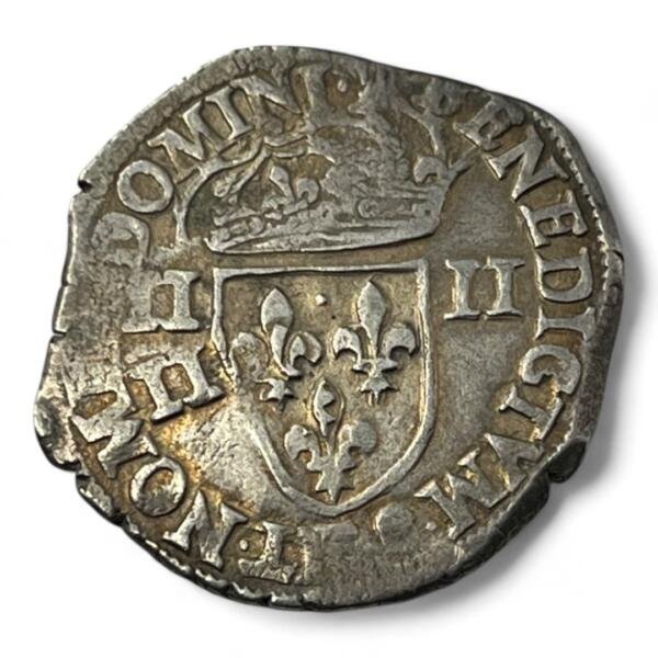 Quart d’Écu - Henri III - 1584 9 - Rennes - Double frappe marteau - Rare - qualité, faute,fautée, marteau, henri, Henri II, henri III, double, féodales, superbe, splendide, FDC, MS, Louis, silver, french coins - numismatique - numismatic, royal, charles, silber - royales