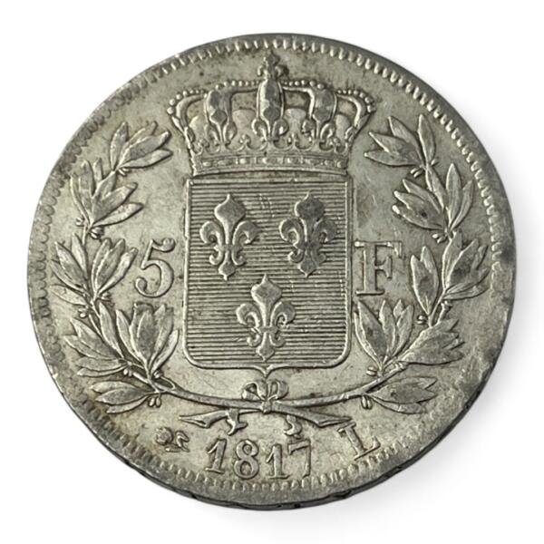 5 Francs Louis XVIII - 1817 L - Bayonne - Argent - qualité, splendid, superbe, splendide, FDC, MS, Louis, silver, french coins - numismatique - numismatic, royal, charles, silber