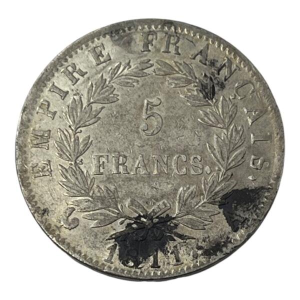 5 Francs Napoleon - Empire - 1811 A - Paris - Argent - côte - rare - consul - bonaparte - silver - empire - french coins - collection - numismatique - numismatic