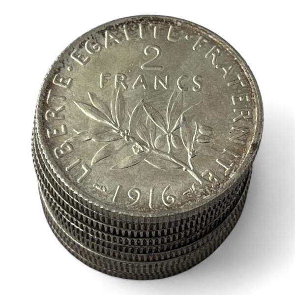 Lot de 10 monnaies de 2 Francs Semeuse - 10g - Argent 835/1000 - investissement - gold - french coins - patrimoine - inflation - lot monnaies - rare - ecus - numismatique - numismatic - gold coin - splendide - invest - silver - argent - lingot - lingotin - geld - silber - once - oz