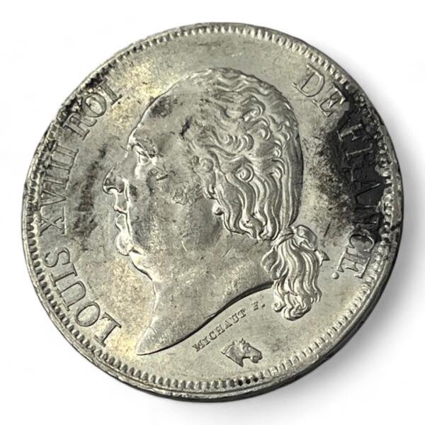 5 Francs Louis XVIII - 1822 W - Lille - Argent - qualité, splendid, superbe, splendide, FDC, MS, Louis, silver, french coins - numismatique - numismatic, royal, charles, silber