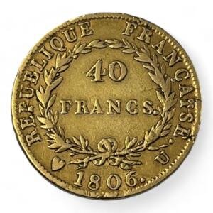 40 Francs Napoleon Empereur - 1806 U - Turin - Or - - côte - rare - consul - bonaparte - silver - empire - french coins - collection - numismatique - numismatic - investment - gold - investissement - louis d'or - patrimoine