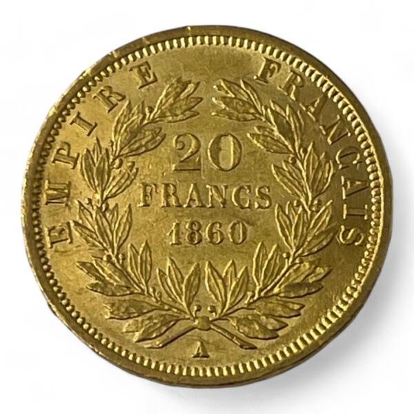 20 Francs Napoléon - Tête nue - 1860 A - Paris - Or