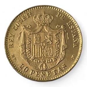 20 Pesetas - Espagne - Alphonse XIII - Toupet -1896 - Or - Rare - Splendide! investissement - gold - french coins - numismatique - numismatic - gold coin - splendide - spain - spanish - oro