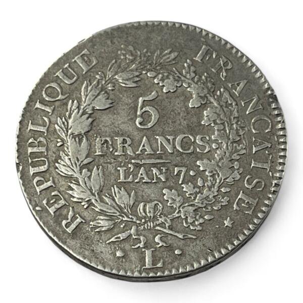 5 Francs Union et Force - An 7 L - Bayonne - Argent - qualité, splendid, superbe, splendide, FDC, MS, Louis, silver, french coins - numismatique - numismatic, royal, charles, silber