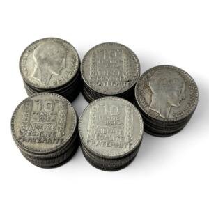 Lot de 50 monnaies de 10 Francs Turin - 10g - Argent 680/1000 - investissement - gold - french coins - patrimoine - inflation - lot monnaies - rare - ecus - numismatique - numismatic - gold coin - splendide - invest - silver - argent - lingot - lingotin - geld - silber - once - oz