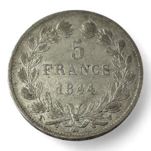 5 Francs Louis-Philippe Ier - Ecu - Tête laurée - 1844 W - Lille - Argent