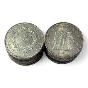 Lot de 20 monnaies de 50 Francs Hercule - 30g - Argent 900/1000 - investissement - gold - french coins - patrimoine - inflation - lot monnaies - rare - ecus - numismatique - numismatic - gold coin - splendide - invest - silver - argent - lingot - lingotin - geld - silber - once - oz