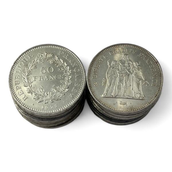 Lot de 20 monnaies de 50 Francs Hercule - 30g - Argent 900/1000 - investissement - gold - french coins - patrimoine - inflation - lot monnaies - rare - ecus - numismatique - numismatic - gold coin - splendide - invest - silver - argent - lingot - lingotin - geld - silber - once - oz