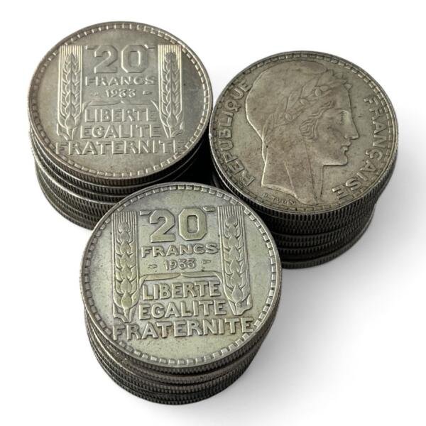 Lot de 30 monnaies de 20 Francs Turin - 20g - Argent 680/1000 - investissement - gold - french coins - patrimoine - inflation - lot monnaies - rare - ecus - numismatique - numismatic - gold coin - splendide - invest - silver - argent - lingot - lingotin - geld - silber - once - oz