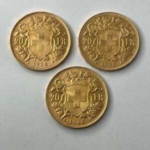 20 Francs Marianne/ coq - Lot 3 pièces - Or