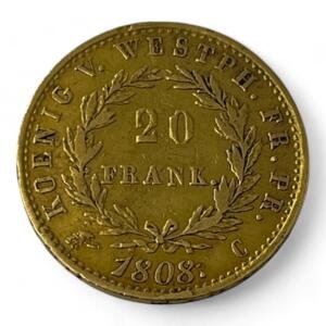 20 Frank - Jerome Bonaparte - 1808 C (Cassel) - 13450 exemplaires - rare! - or