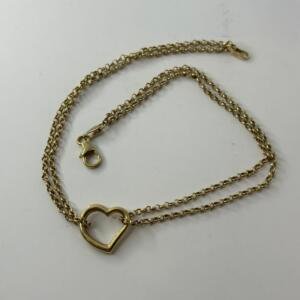 Bracelet Coeur - Or 10 Carats - 2 Grammes - 22 Centimètres