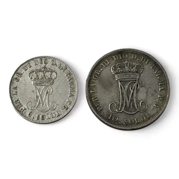 5 + 10 soldi - Marie Louise - Duché de Parme - 1815 - Argent