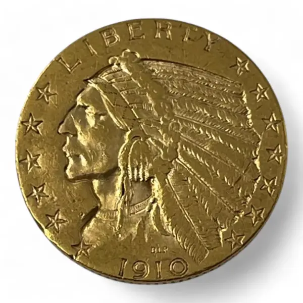 5 dollars - Etats-unis - Indian head - Indien - 1910 - 8.33g - Or