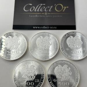 Lot de 4 monnaies - 1 oz / Once - panda (31.1 grammes) en Argent 999.9 - Chine 2022 à 2025
