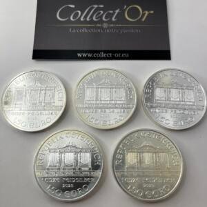 Lot de 5 monnaies - 1 oz / Once - Philharmonique - Autriche (31.1 grammes) en Argent 999.9 - 2023