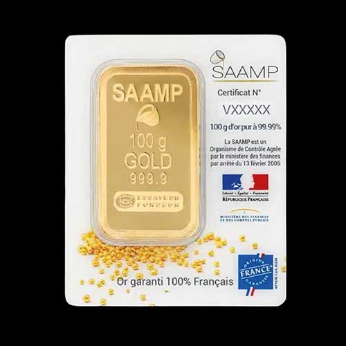 SUR COMMANDE - Lingotin Or - 100 grammes - 999.9 - Neuf sous blister - lingot en or - saamp